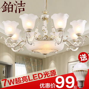 欧式客厅吊灯简欧田园灯具卧室复古美式吊灯餐厅铁艺简约大气灯具吊灯
