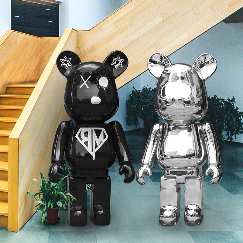 创意玻璃钢雕塑定制卡通bearbrick积木暴力熊摆件设计师商场美陈