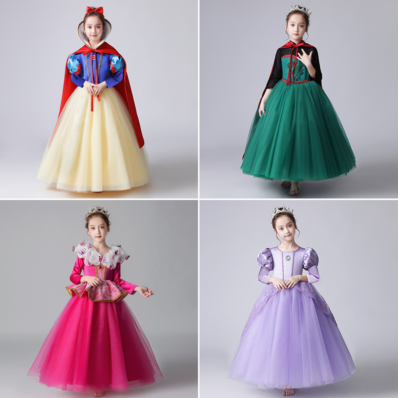 白雪公主裙儿童灰姑娘服装冰雪奇缘演出服爱莎裙子女童艾莎连衣裙