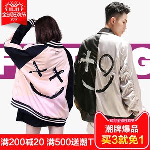 FIITG嘻哈笑脸飞行员空军夹克男女情侣棒球服外套国潮牌Doctor.M棒球衫