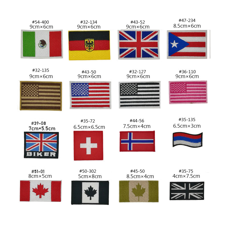 美国英国瑞士德国波多黎各加拿大国家国旗刺绣徽章衣服补丁布贴