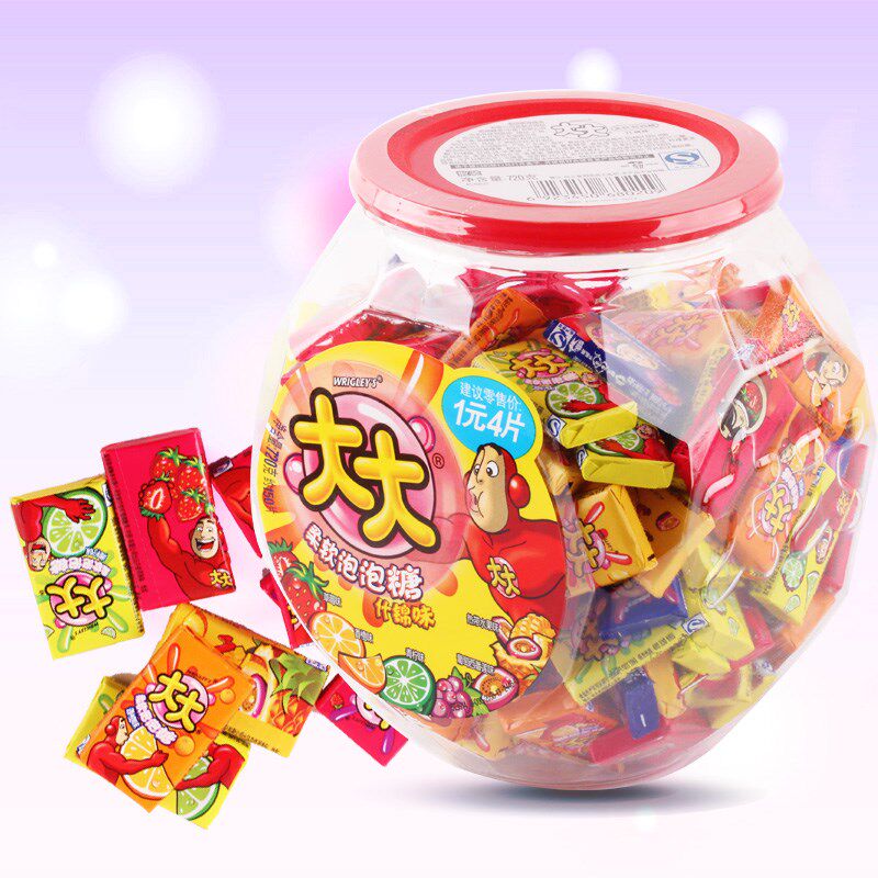 大大泡泡糖桶装约150片 比巴卜大大卷口香糖80后怀旧小零食糖果