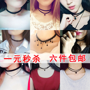 日韩版原宿复古蕾丝项圈锁骨链项链女短款简约颈带毛衣链配饰包邮毛衣链
