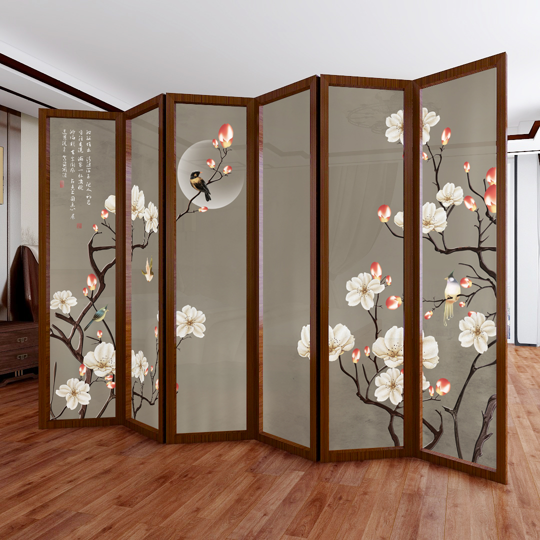 中式实木客厅屏风隔断墙折叠移动简约现代办公室遮挡卧室家用装饰