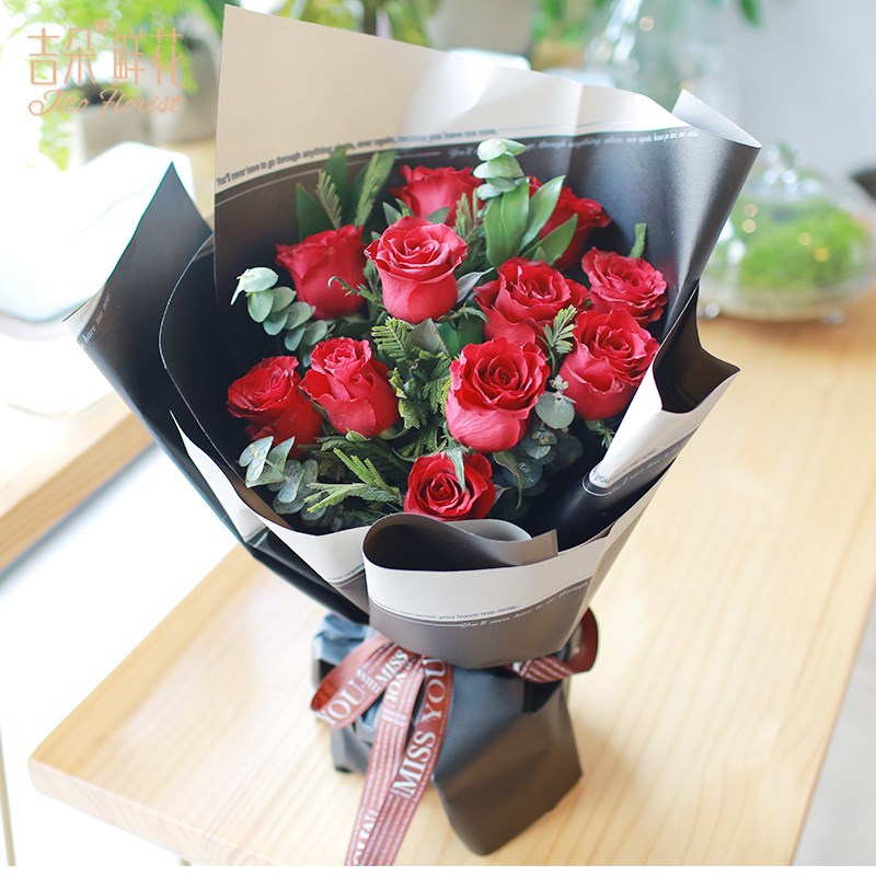 吉朵创意生日花束传奇玫瑰花11枝鲜花速递同城上海送花母亲节j055