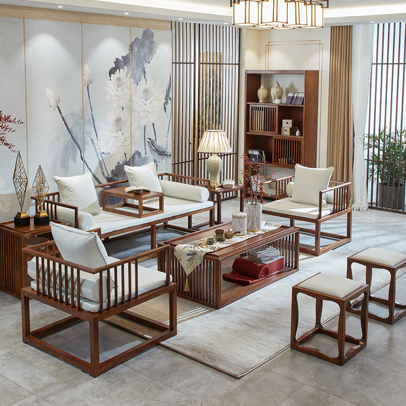 新中式沙发组合现代中式实木禅意中国风小户型样板房酒店家俱现货
