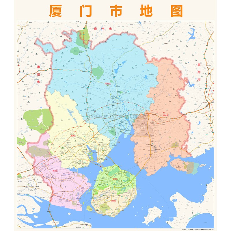 厦门市行政区划地图2019高清定制城市交通卫星影像办公会议室挂图