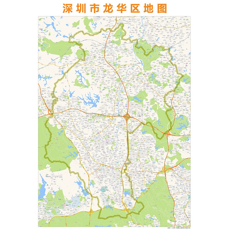 深圳市龙华区地图高清定制2019 城市街道办公会议室挂图交通卫星