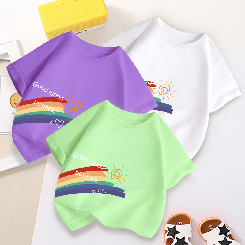 彩虹亲子装儿童短袖t恤夏季