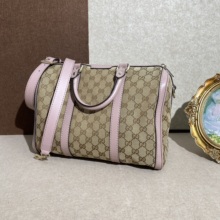 98 Новый Gucci Gucci Gucci Женская сумка Старый цветок Бостон подушка Пурпурно - розовая кожа ручная сумка с одним плечом